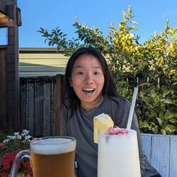 Excited for her Pina colada