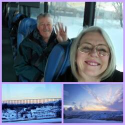 The pink morning chill and bus ride!