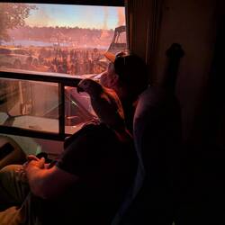 Dwayne and Gilligan watching fireworks - Canada Day 2025