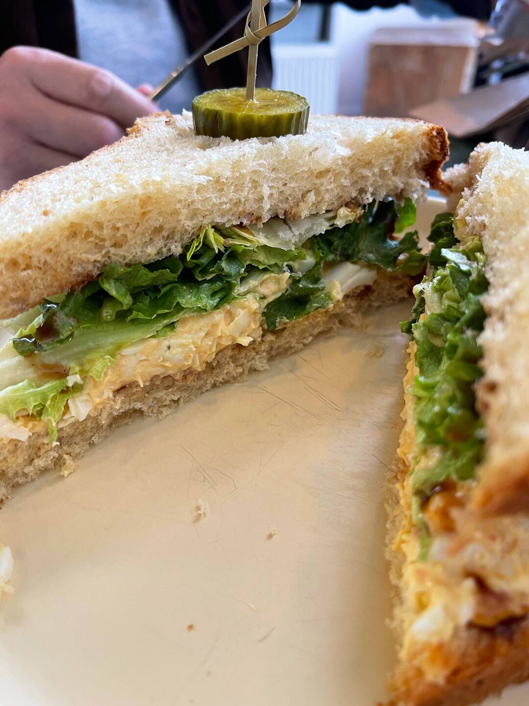 Egg salad sandwich with balsamic vinegar