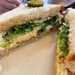 Egg salad sandwich with balsamic vinegar