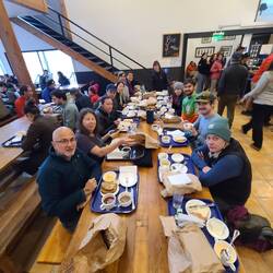 Breakfast, than time to set out. I took a boat back w/ porters. Pole collapse = unhappy knee.