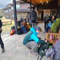 Typical hostel start of day, everyone gearing up.