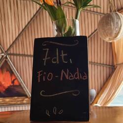 Every meal, a new pic was drawn on board.