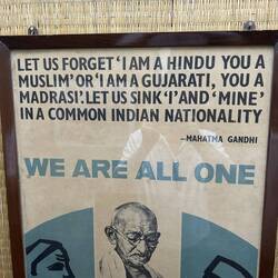 Ghandi's philosophy, We Are All One.