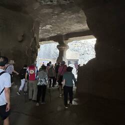 Looking out from inside the carved out cave.