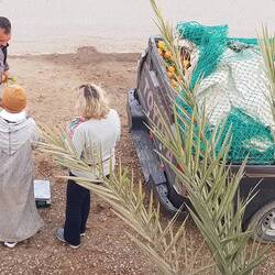 Britta kauft Orangen am Straßenrand...