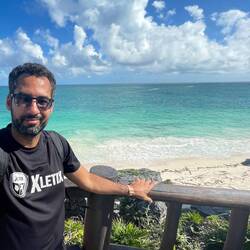 The colorful water near the Maya Ruins of Tulum
