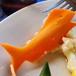 The carrot was carved to look like a fish!