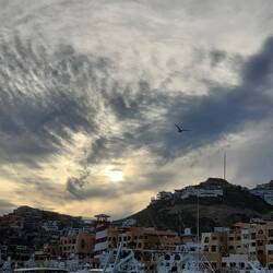 The sun going down on our walk home along the beach!