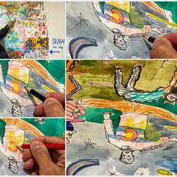 Mui adding his bit at the Art Center — Portland, VIC.