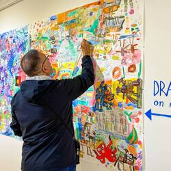 Mui adding his bit at the Art Center — Portland, VIC.