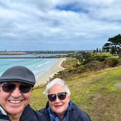 Nuns Beach and the Lee Breakwater from the Great South West Trail — Portland, VIC.