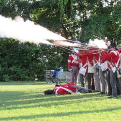 The British troops begin to fall.