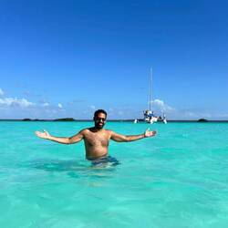 Me bathing in the incredibly turquoise waters of the Lagoon of Bacalar