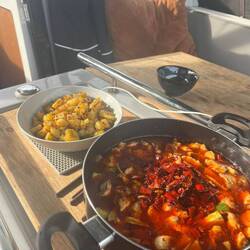 Hot pot and fried potatoes