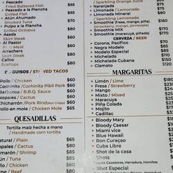 The menu at Gardenias!