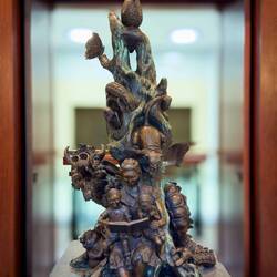 Sculpture by T. Wallis in memory of the founders of Dromkeen ... State Library Victoria, Melbourne.