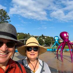 Photo op with octopi on the foreshore — Burnie, TAS.