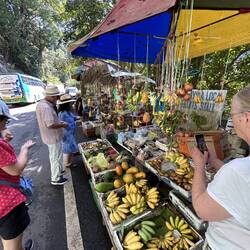 Dangerous road side fruit and spice market.