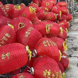 Lanterns to be hung as decorations in temple.