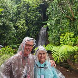 In our rain gear in the Vaipei Gardens