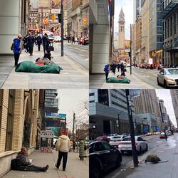 Auch im Bankenviertel trifft man auf Armut.