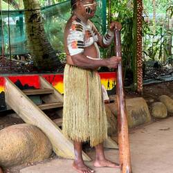 Playing the didgeridoo