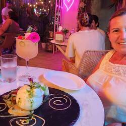 My jalapeño margaritas and they had a beautiful pink rose on top. A fresh burrata cheese w pesto