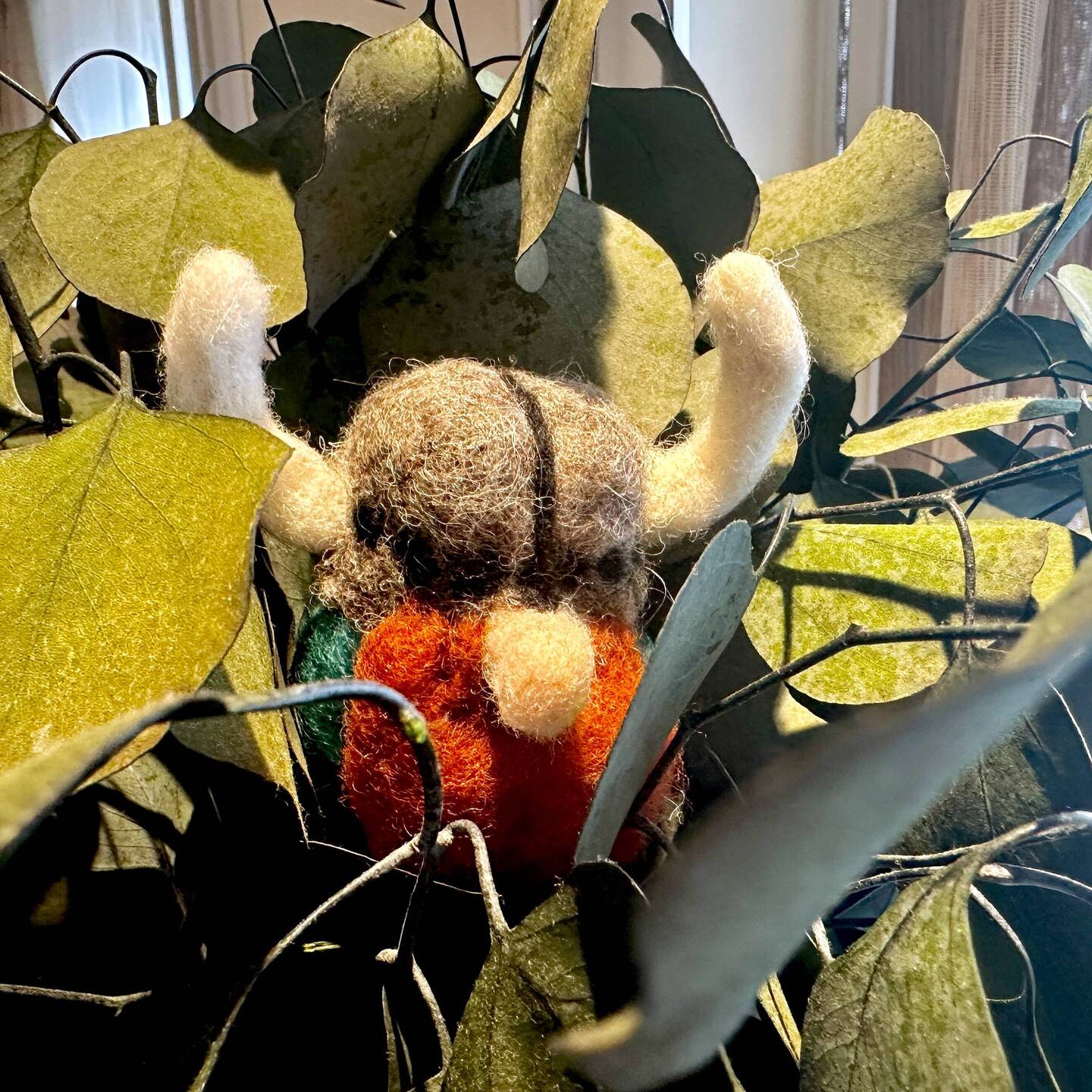 In his favorite hiding spot - checking things out.