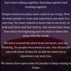 The Anangu Working Group helped develop the show