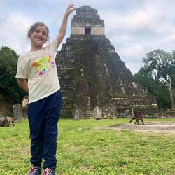 Reaching high for Temple I on the main plaza at Tikal