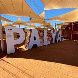 Entrance to the gallery. Palya is hello, good bye and thank you