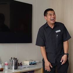 A very surprised Nay at his birthday celebration