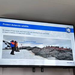 Vortrag über das Verhalten in der Antarktis mit der empfindlichen Umwelt und Tierwelt