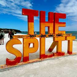 The island was split in two by a hurican about 50 years ago