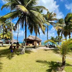 A hut and palm trees on Nugnudub Island