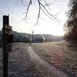 Auf dem Weg zurück vom Gasthaus zum Trail