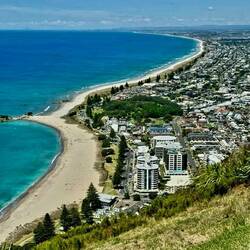 The coast from atop Mt. Maunganui