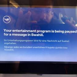 Some important messages on the flight to Nairobi (Kenya) were formulated in Swahili