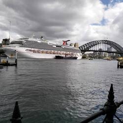 Carnival Splendor lurking around the Sydney Harbour Bridge.