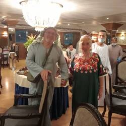 Dressing Egyptian for our dress up evening on the boat!