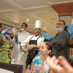 All staff came out to celebrate a birthday with song and dance!