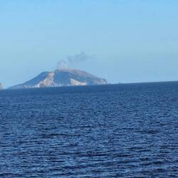 Steaming island viewed from ship