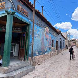 Stone paved streets, murals