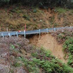 Road collapse on Brown Mountain after heavy rainfall