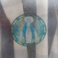 On boat window. Safe in Mary's zapping arms