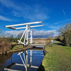 Newly painted lift bridge shining in the sunshine