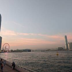 The Victoria Harbour walkway on Hong Kong Island