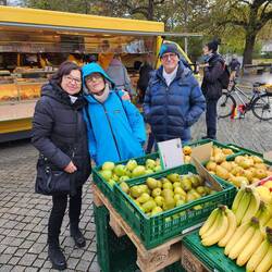 Sylvie with Brigitte and Andreas in one of Leipzig's many markets